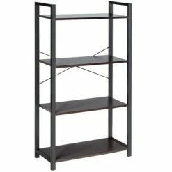 New ⭐ Costway 4-Tier Bookshelf Industrial Bookcase Diaplay Shelf Storage Rack Rustic BrownBlack 💯 -Bookshelves And Bookcases store unnamed file 408