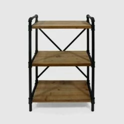 Promo 🎁 Honeysuckle Industrial Three Shelf Bookcase - Christopher Knight Home Gray/pewter Finish 😉 -Bookshelves And Bookcases store unnamed file 4080
