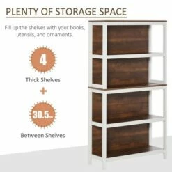 Coupon ✔️ HOMCOM 4 Tier Bookshelf Utility Storage Shelf Organizer with Back Support 🔥 -Bookshelves And Bookcases store unnamed file 4084