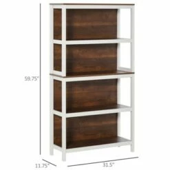 Coupon ✔️ HOMCOM 4 Tier Bookshelf Utility Storage Shelf Organizer with Back Support 🔥 -Bookshelves And Bookcases store unnamed file 4085