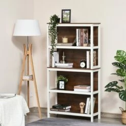 Coupon ✔️ HOMCOM 4 Tier Bookshelf Utility Storage Shelf Organizer with Back Support 🔥 -Bookshelves And Bookcases store unnamed file 4089