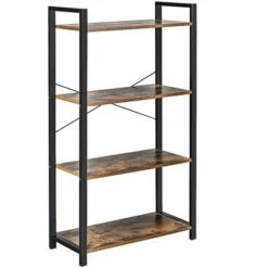 New ⭐ Costway 4-Tier Bookshelf Industrial Bookcase Diaplay Shelf Storage Rack Rustic BrownBlack 💯 -Bookshelves And Bookcases store unnamed file 409