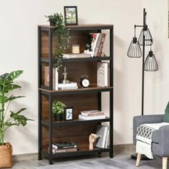 Coupon ✔️ HOMCOM 4 Tier Bookshelf Utility Storage Shelf Organizer with Back Support 🔥 -Bookshelves And Bookcases store unnamed file 4090