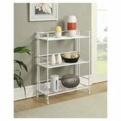 Deals 🛒 33" 3 Tier Wide Folding Metal Shelf White - Breighton Home ⌛ -Bookshelves And Bookcases store unnamed file 4092