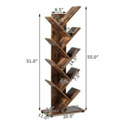 Hot Sale 👏 Costway Tree Bookshelf 8-Tier Bookcase Free Standing Book Rack Display Stand 🤩
