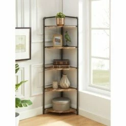 New 💯 63.75" Beeme 5 Tier Corner Bookshelf Sand Black/Light Pure Copper - HOMES: Inside + Out ⌛