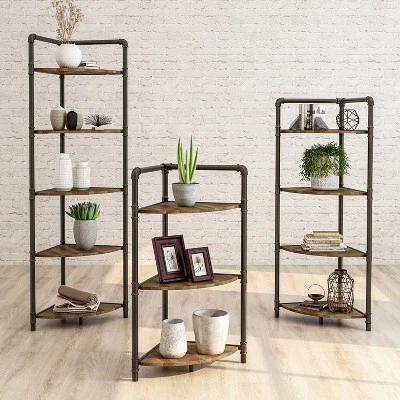 New ๐ฏ 63.75" Beeme 5 Tier Corner Bookshelf Sand Black/Light Pure Copper - HOMES: Inside + Out โ 5 New ๐ฏ 63.75" Beeme 5 Tier Corner Bookshelf Sand Black/Light Pure Copper - HOMES: Inside + Out โ - Image 3