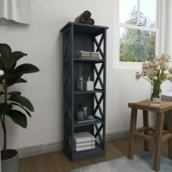 Flash Sale 🔥 Contemporary 4 Tier Wooden Shelf - Olivia & May Gray ❤️ -Bookshelves And Bookcases store unnamed file 4127