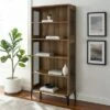 Promo ❤️ 68" Grevaldi Industrial Mesh Side Bookshelf - Saracina Home Rustic Oak 😍