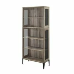 Promo ❤️ 68" Grevaldi Industrial Mesh Side Bookshelf - Saracina Home Rustic Oak 😍 -Bookshelves And Bookcases store unnamed file 4182