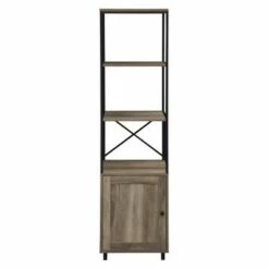 Budget ⌛ 64" Paterson Industrial Farmhouse Storage Shelf with Cabinet - Saracina Home Rustic Oak 👏