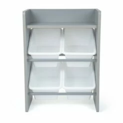 Discount 🤩 Kids' End Table Nightstand with 4 Storage Bins - Humble Crew Natural/white 😍