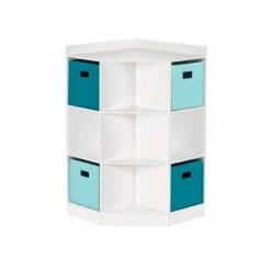 Best deal ❤️ 5pc Kids' Corner Cabinet Set with 4 Bins Set - RiverRidge Home Gray/turquoise/aqua 😉 -Bookshelves And Bookcases store unnamed file 4203