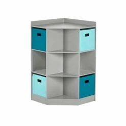 Best deal ❤️ 5pc Kids' Corner Cabinet Set with 4 Bins Set - RiverRidge Home Gray/turquoise/aqua 😉 -Bookshelves And Bookcases store unnamed file 4209