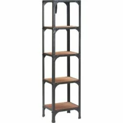 Hot Sale 🎁 59.25" Overland Bookshelf Wood and Black Metal - Serta 🌟 -Bookshelves And Bookcases store unnamed file 4211