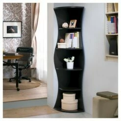 Top 10 🤩 70.8" Ronni Contemporary 5 Shelf Corner Bookcase Walnut - HOMES: Inside + Out 🎉