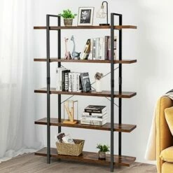 Best Sale ✔️ Costway 5-Tier Bookshelf Industrial Bookcase Open Storage Shelf Display Rack 🎁 -Bookshelves And Bookcases store unnamed file 427