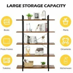 Best Sale ✔️ Costway 5-Tier Bookshelf Industrial Bookcase Open Storage Shelf Display Rack 🎁 -Bookshelves And Bookcases store unnamed file 428