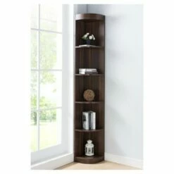 Deals ๐ฅ 77" Pella Contemporary Corner Display Shelf Dark Walnut - HOMES: Inside + Out ๐