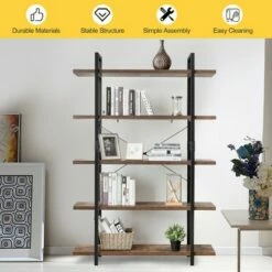 Best Sale ✔️ Costway 5-Tier Bookshelf Industrial Bookcase Open Storage Shelf Display Rack 🎁 -Bookshelves And Bookcases store unnamed file 429