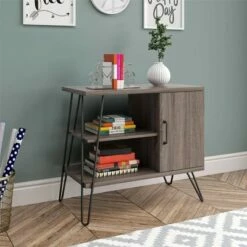 Hot Sale 🎉 Panama 3 Shelf Bookcase - Room & Joy Distressed Gray Oak 🤩 -Bookshelves And Bookcases store unnamed file 4292