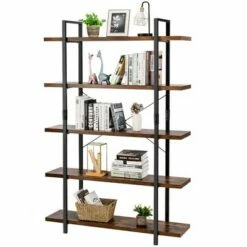 Best Sale ✔️ Costway 5-Tier Bookshelf Industrial Bookcase Open Storage Shelf Display Rack 🎁 -Bookshelves And Bookcases store unnamed file 432