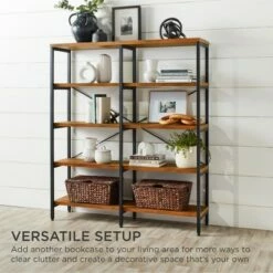 Buy ⭐ Best Choice Products 55in Storage Bookshelf for Living Room, Walkway w/ Industrial, Elevated Design 🧨 -Bookshelves And Bookcases store unnamed file 4331