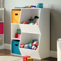 Best Pirce 😉 RiverRidge Home Kids' 3 Cubby with 2 Veggie Bin Floor Cabinet White - RiverRidge ⭐