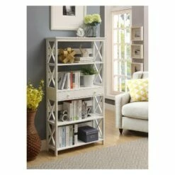 Cheap 🔔 59.75" Oxford 5 Tier Bookcase with Drawer White - Breighton Home ⭐ -Bookshelves And Bookcases store unnamed file 4342