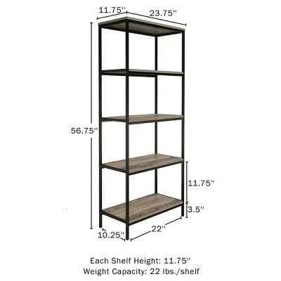 Budget โ Lavish Home 5-Tier Open Industrial Style Wooden Bookshelf, Gray Woodgrain ๐ 3 Budget โ Lavish Home 5-Tier Open Industrial Style Wooden Bookshelf, Gray Woodgrain ๐