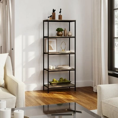 Budget โ Lavish Home 5-Tier Open Industrial Style Wooden Bookshelf, Gray Woodgrain ๐ 6 Budget โ Lavish Home 5-Tier Open Industrial Style Wooden Bookshelf, Gray Woodgrain ๐ - Image 4