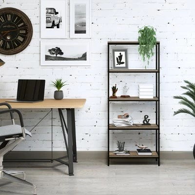 Budget โ Lavish Home 5-Tier Open Industrial Style Wooden Bookshelf, Gray Woodgrain ๐ 7 Budget โ Lavish Home 5-Tier Open Industrial Style Wooden Bookshelf, Gray Woodgrain ๐ - Image 5