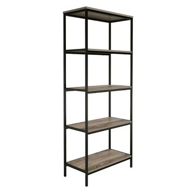 Budget โ Lavish Home 5-Tier Open Industrial Style Wooden Bookshelf, Gray Woodgrain ๐ 8 Budget โ Lavish Home 5-Tier Open Industrial Style Wooden Bookshelf, Gray Woodgrain ๐ - Image 6