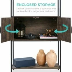 Buy 🔥 Best Choice Products Storage Bookshelf for Living Room, Walkway w/ Enclosed Cabinet, Elevated Design 🛒