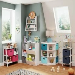 Best Pirce 😉 RiverRidge Home Kids' 3 Cubby with 2 Veggie Bin Floor Cabinet White - RiverRidge ⭐ -Bookshelves And Bookcases store unnamed file 440