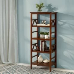Cheapest ✔️ Titian 4 Shelf Bookcase - Linon Brown 😍 -Bookshelves And Bookcases store unnamed file 4435