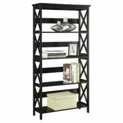 Hot Sale 🎁 60" Oxford 5 Tier Bookcase Black - Breighton Home ✔️
