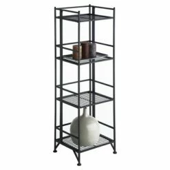 Budget ❤️ 45" 4 Tier Folding Metal Shelf Black - Breighton Home 🎁 -Bookshelves And Bookcases store unnamed file 4482