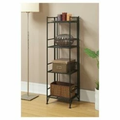 Budget ❤️ 45" 4 Tier Folding Metal Shelf Black - Breighton Home 🎁 -Bookshelves And Bookcases store unnamed file 4483
