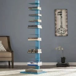 Best Sale 👏 Meiyi Furniture SEI Furniture HZ9491 65 Inch Freestanding Adjustable 12 Tier Modern Metal Spine Tower Book Media Shelf Decor Organizer Storage Case, Blue ✨ -Bookshelves And Bookcases store unnamed file 4511