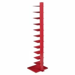 Budget ⭐ Southern Enterprises Furniture HZ9492 65 Inch Freestanding Adjustable 12 Tier Modern Metal Spine Tower Book Shelf Decor Organizer Storage Case, Red ⌛