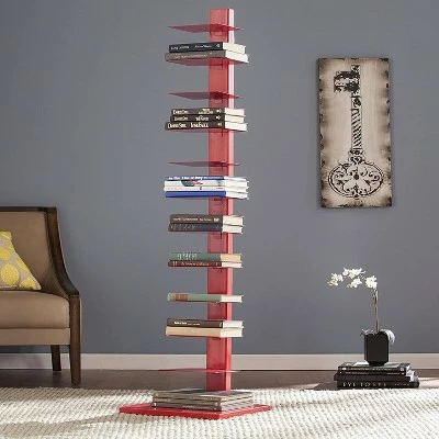 Budget ⭐ Southern Enterprises Furniture HZ9492 65 Inch Freestanding Adjustable 12 Tier Modern Metal Spine Tower Book Shelf Decor Organizer Storage Case, Red ⌛ 4 Budget ⭐ Southern Enterprises Furniture HZ9492 65 Inch Freestanding Adjustable 12 Tier Modern Metal Spine Tower Book Shelf Decor Organizer Storage Case, Red ⌛ - Image 2