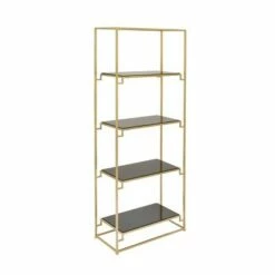 Best deal 🧨 63" Metal and Glass 4 Tiered Book Shelf Gold - Olivia & May ✨ -Bookshelves And Bookcases store unnamed file 4517