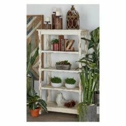 Best Sale 🔥 55" Metal and Wood 5 Tiered Wall Shelf White - Olivia & May ⌛
