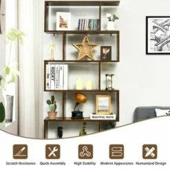 Best deal ❤️ Costway 1/2 PCS 6 Tier S-Shaped Bookshelf Storage Display Bookcase Z-Shelf Coffee 👍 -Bookshelves And Bookcases store unnamed file 453