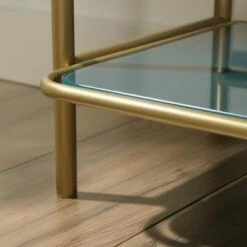 Outlet 🔥 63" Coral Cape Bookcase with Metal and Glass Satin Gold - Sauder ✨ -Bookshelves And Bookcases store unnamed file 4547