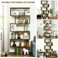 Best deal ❤️ Costway 1/2 PCS 6 Tier S-Shaped Bookshelf Storage Display Bookcase Z-Shelf Coffee 👍 -Bookshelves And Bookcases store unnamed file 455