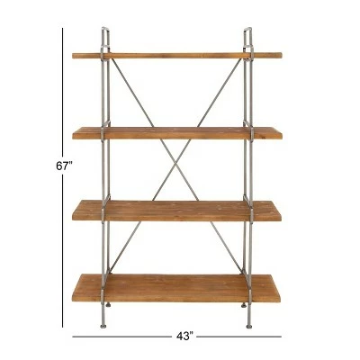 Flash Sale โ 67" Metal and Wood 4 Tier Shelf Dark Brown - Olivia & May ๐ 7 Flash Sale โ 67" Metal and Wood 4 Tier Shelf Dark Brown - Olivia & May ๐ - Image 5