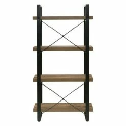 Best Pirce ❤️ 55" Bourbon Foundry 4 Tier Bookshelf Wood and Black Steel Oak - OneSpace 😍 -Bookshelves And Bookcases store unnamed file 4575