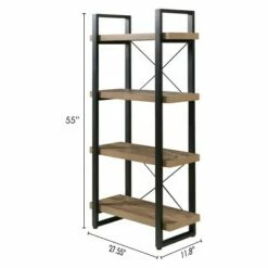 Best Pirce ❤️ 55" Bourbon Foundry 4 Tier Bookshelf Wood and Black Steel Oak - OneSpace 😍 -Bookshelves And Bookcases store unnamed file 4579